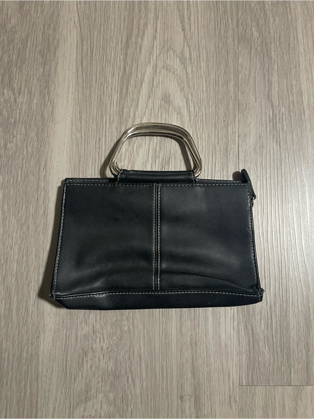 Black Women’s Top-Handle Bag with Silver Accent